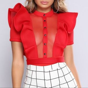 BEAUTIFUL Ruffle mesh body suit BRAND NEW